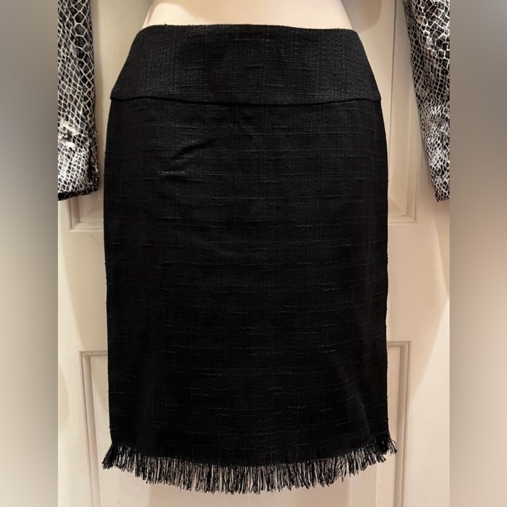 DOLCE & GABBANA ITALY Textured Black Linen/Cotton Pencil Midi Skirt S/XS 26” W